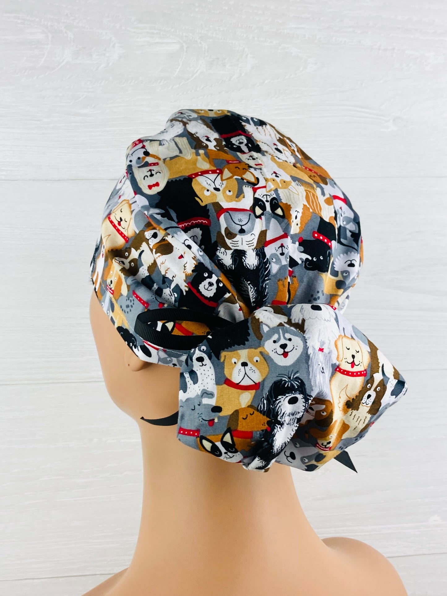 Dogs on Gray Ponytail Hat