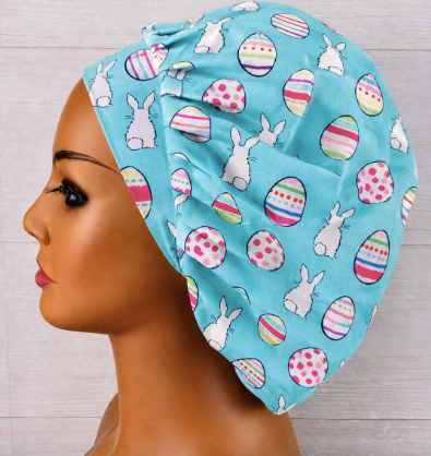 Easter Bunny Tails Bouffant Scrub Cap | Handmade Surgical Hat for Nurses