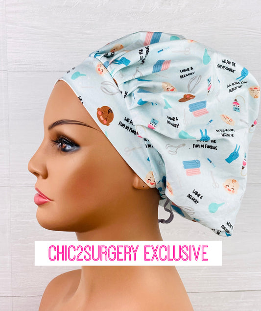 No Fetus Can Defeat Us Bouffant Scrub Obstetrics handmade obstetrics scrub cap