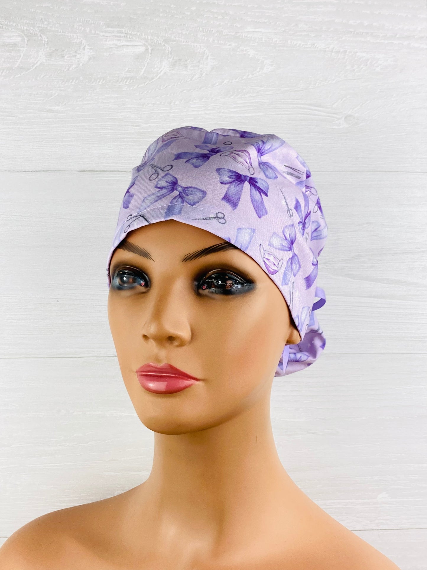 Surgical Bow Instruments Purple Ponytail Hat