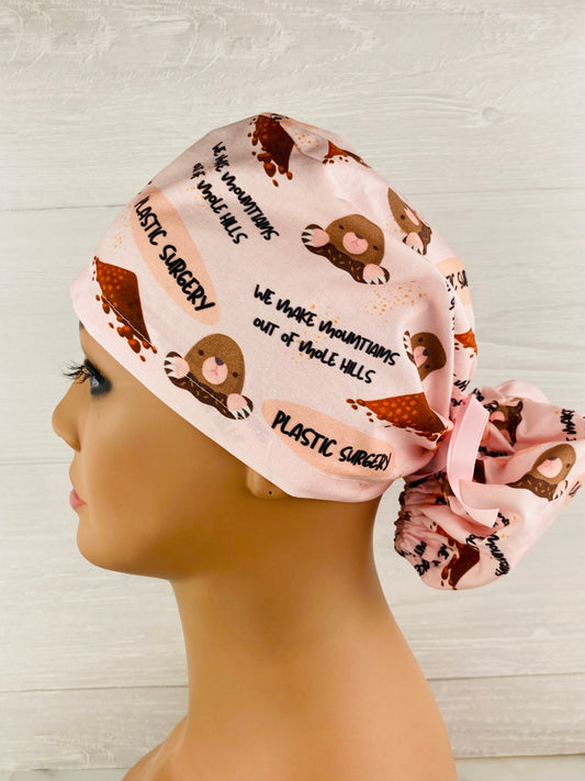 Mole Hills Ponytail Scrub  - Cosmetic Surgery handmade plastic surgery scrub cap
