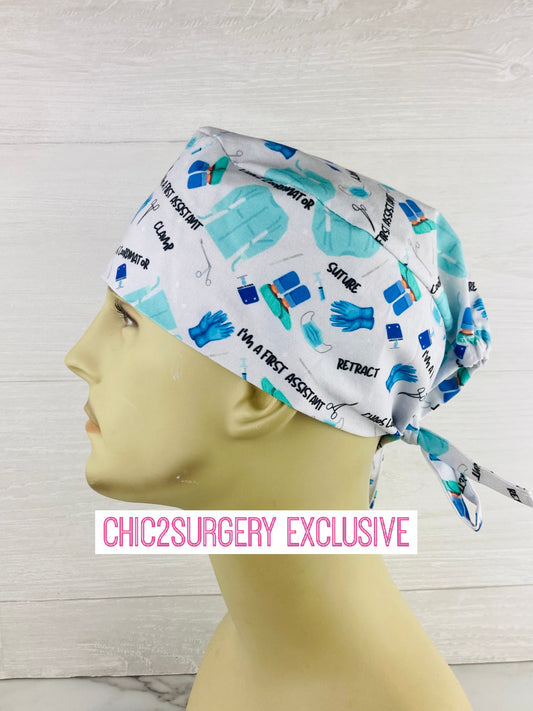 I'm a First Assistant Men's Scrub Hat first assistant scrub cap handmade in USA premium cotton operating room cap