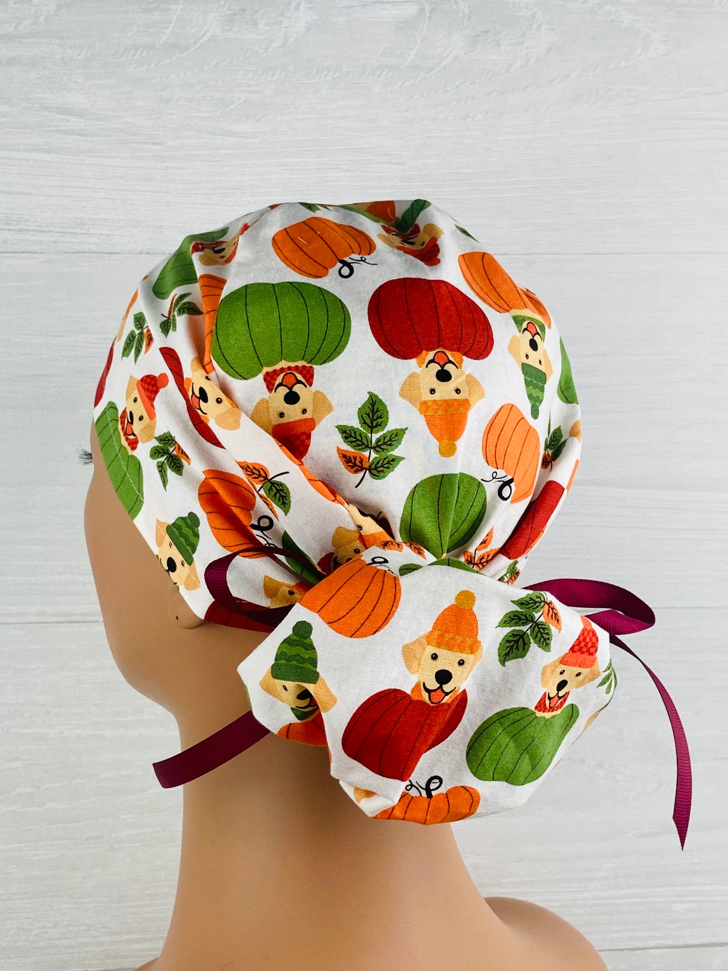 Labs and Pumpkins Ponytail Scrub Hat