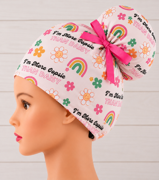 I'm More Oopsie Than Daisy High Bun Scrub Cap - Chic2Surgery