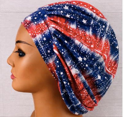 Patriotic July 4th Tie Dye Bouffant Scrub Cap | Handmade Surgical Hat for Nurses
