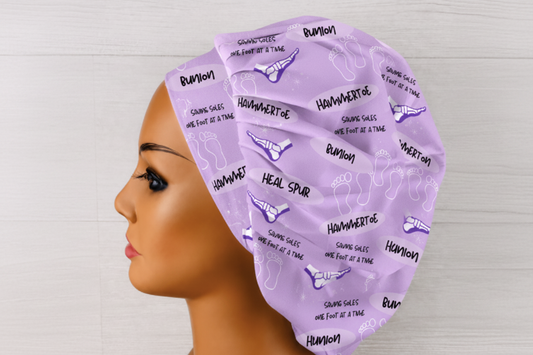 Podiatry Foot Fanatic Bouffant Scrub Cap | Handmade Surgical Hat for Nurses