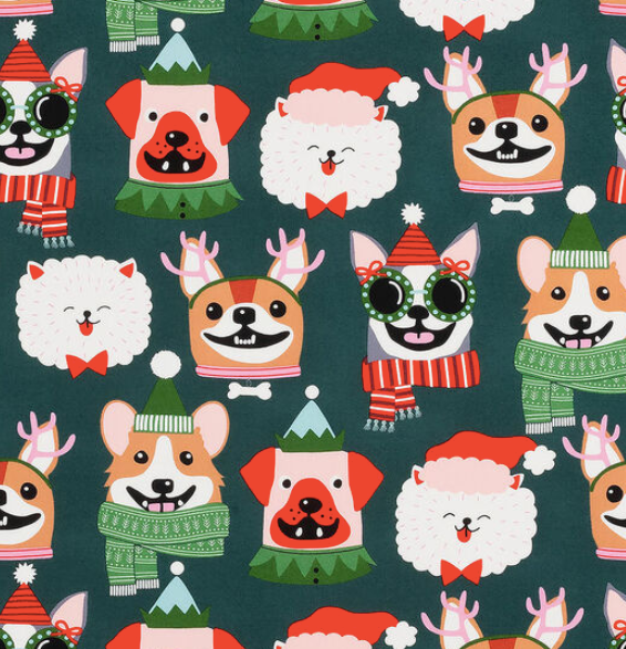 Christmas Dog Faces on Green Ponytail Hat