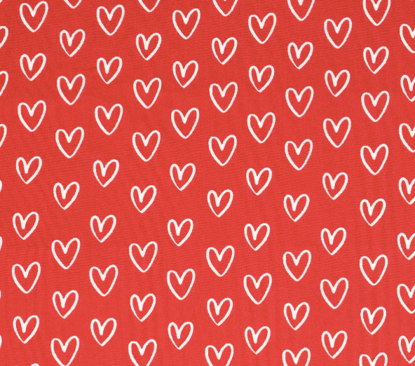 White Hearts on Red Ponytail Hat