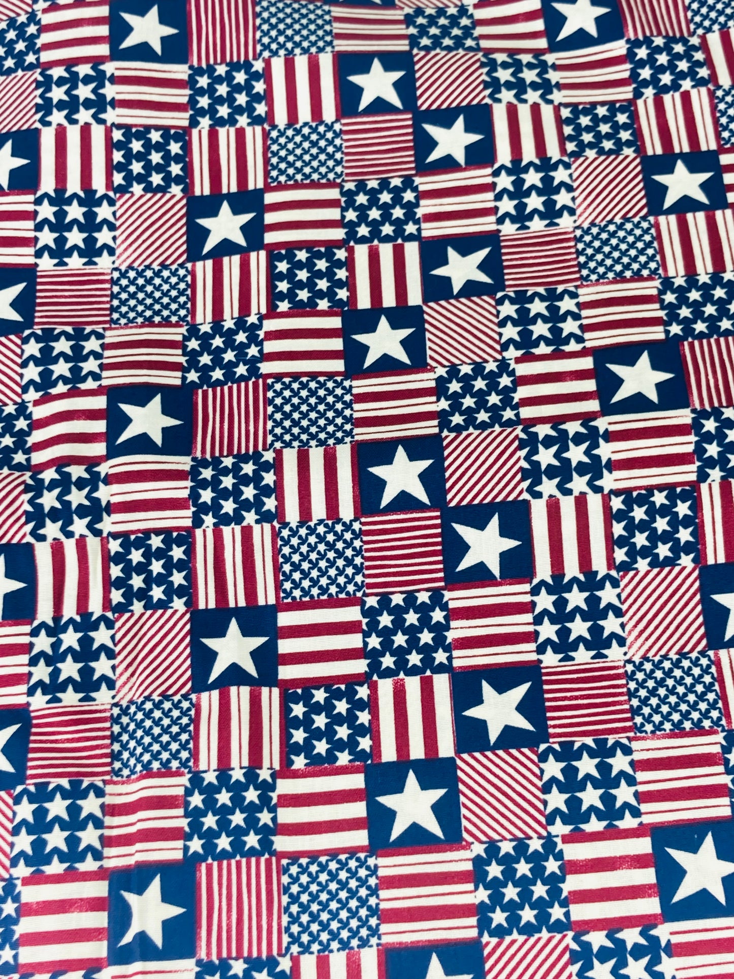 Patriotic July 4th Stars and Stripes Blocks Bouffant Scrub Cap | Handmade Surgical Hat for Nurses