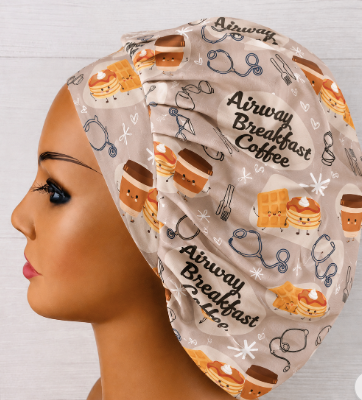 Anesthesia Breakfast Bouffant Scrub Cap | Handmade Surgical Hat for Nurses
