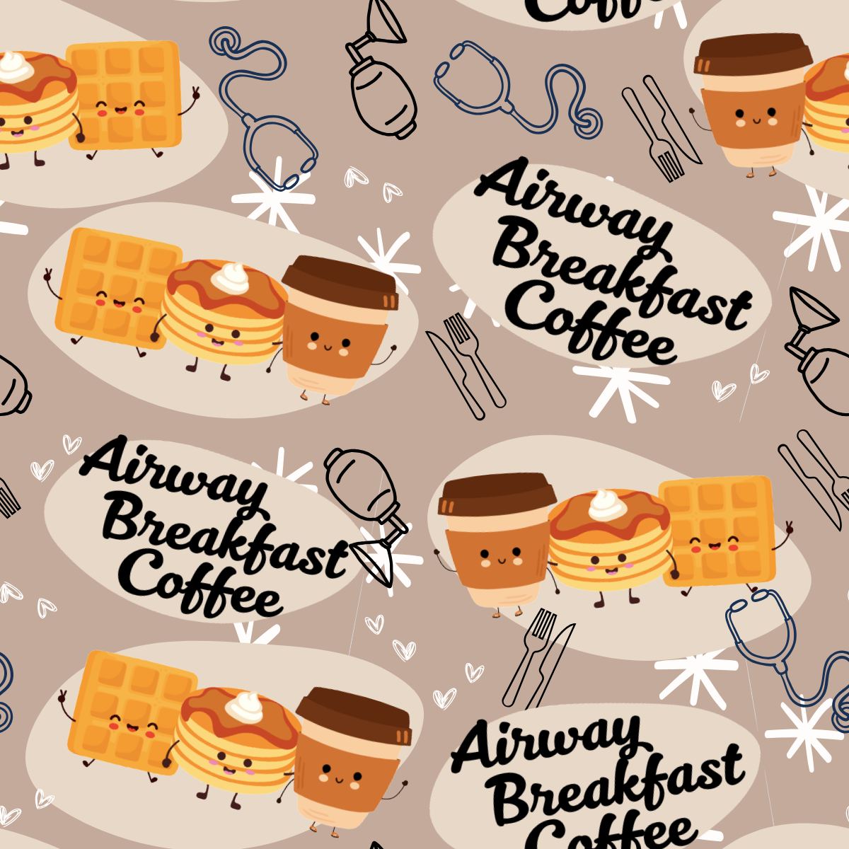 Anesthesia Breakfast Bouffant Scrub Cap | Handmade Surgical Hat for Nurses