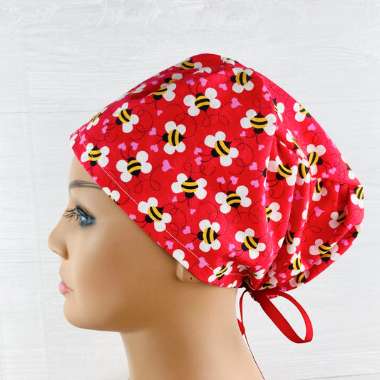 Bees and Hearts Women's Tieback Hat