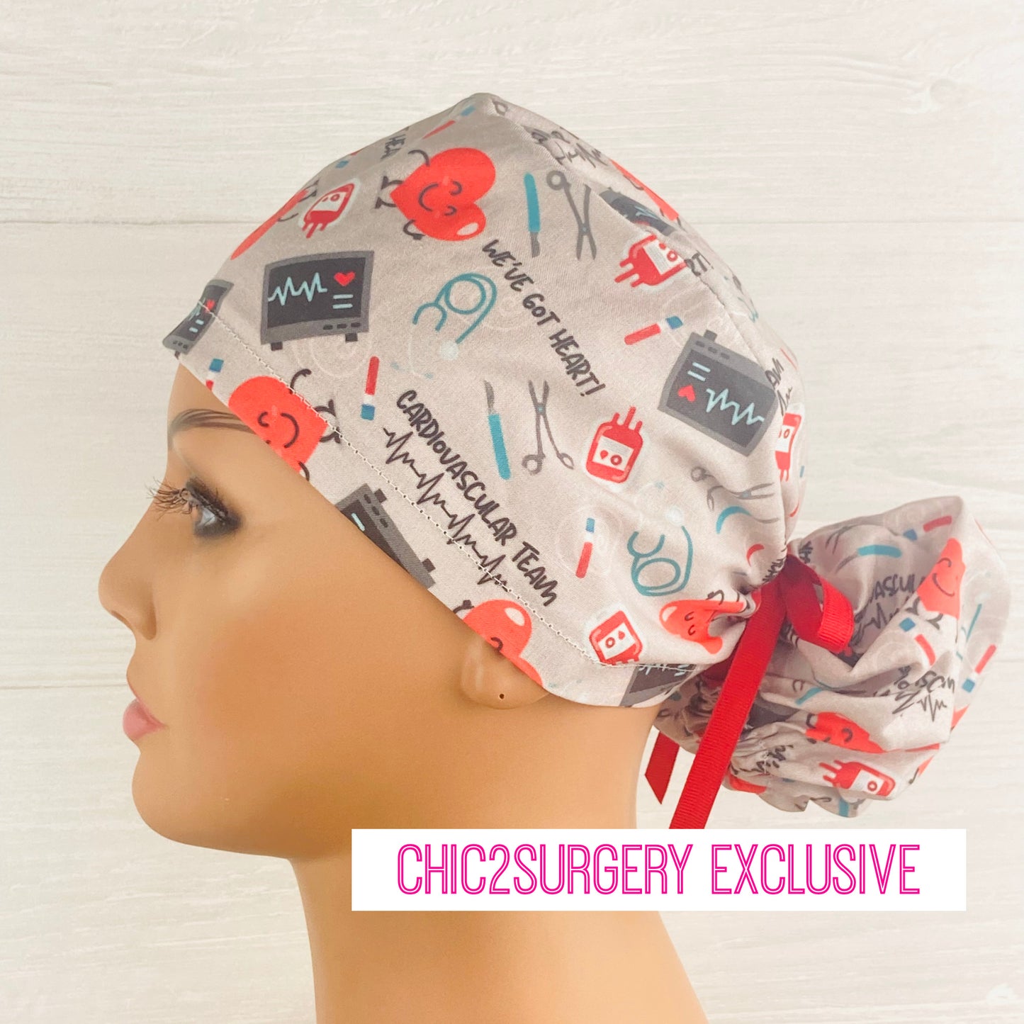 Cardiovascular Team Ponytail Scrub Hat