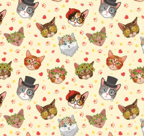 Cat Faces Bouffant Scrub Cap | Handmade Surgical Hat for Nurses