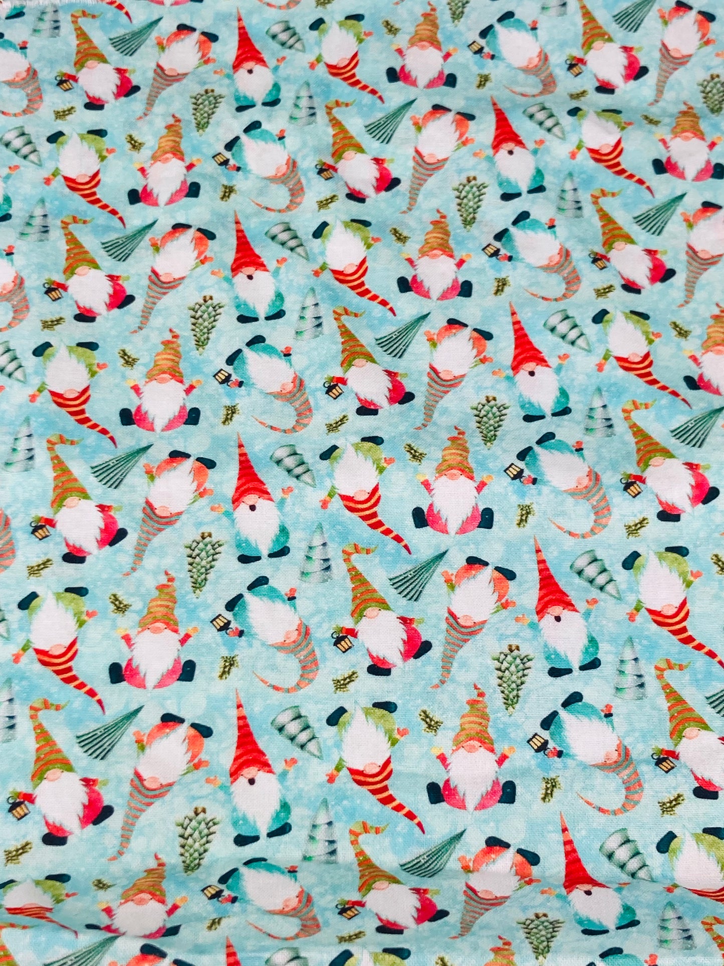 Christmas Gnomes on Light Blue Bouffant Scrub Cap | Handmade Surgical Hat for Nurses
