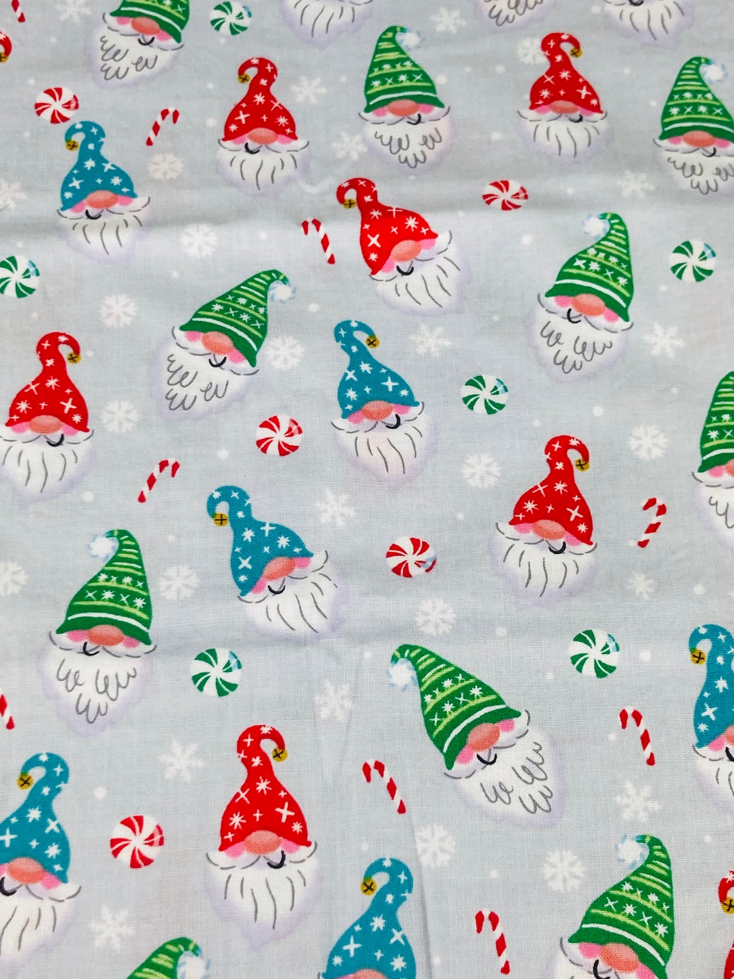 Christmas Gnomes and Peppermints Bouffant Scrub Cap | Handmade Surgical Hat for Nurses