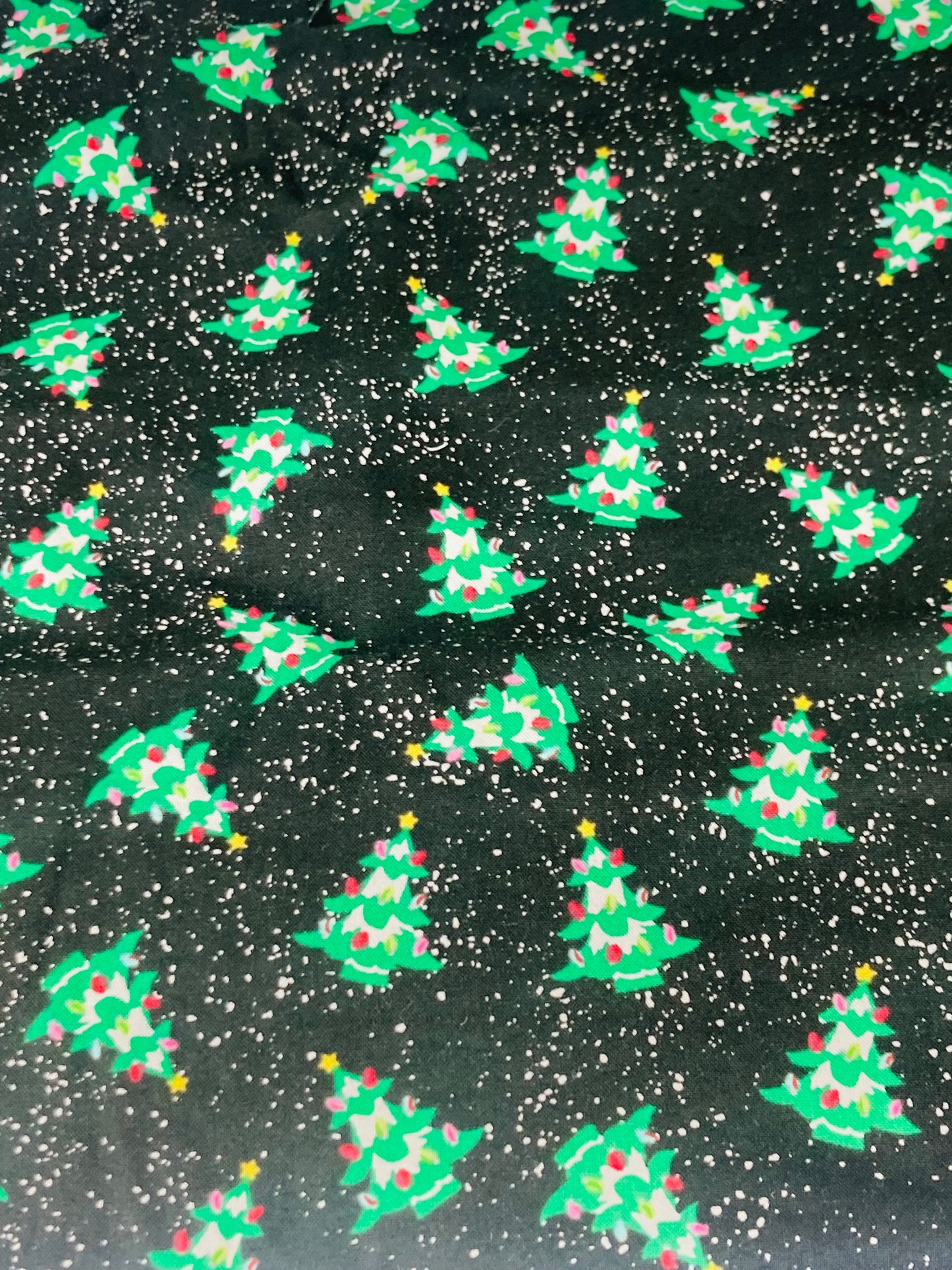 Christmas Trees on Black Bouffant Scrub Cap | Handmade Surgical Hat for Nurses