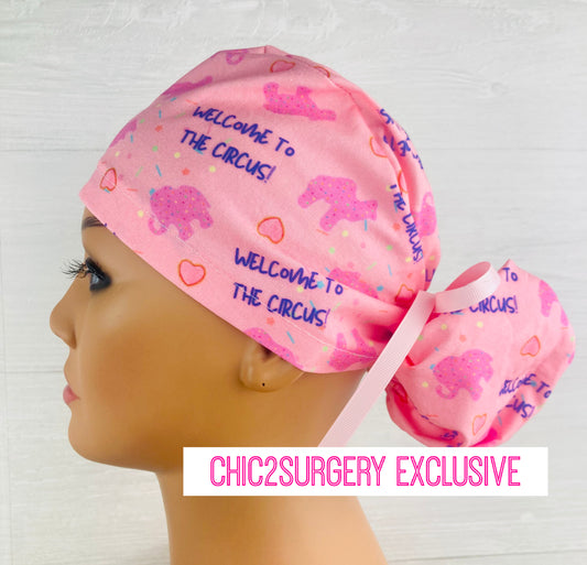 Welcome to the Circus Ponytail Scrub Hat