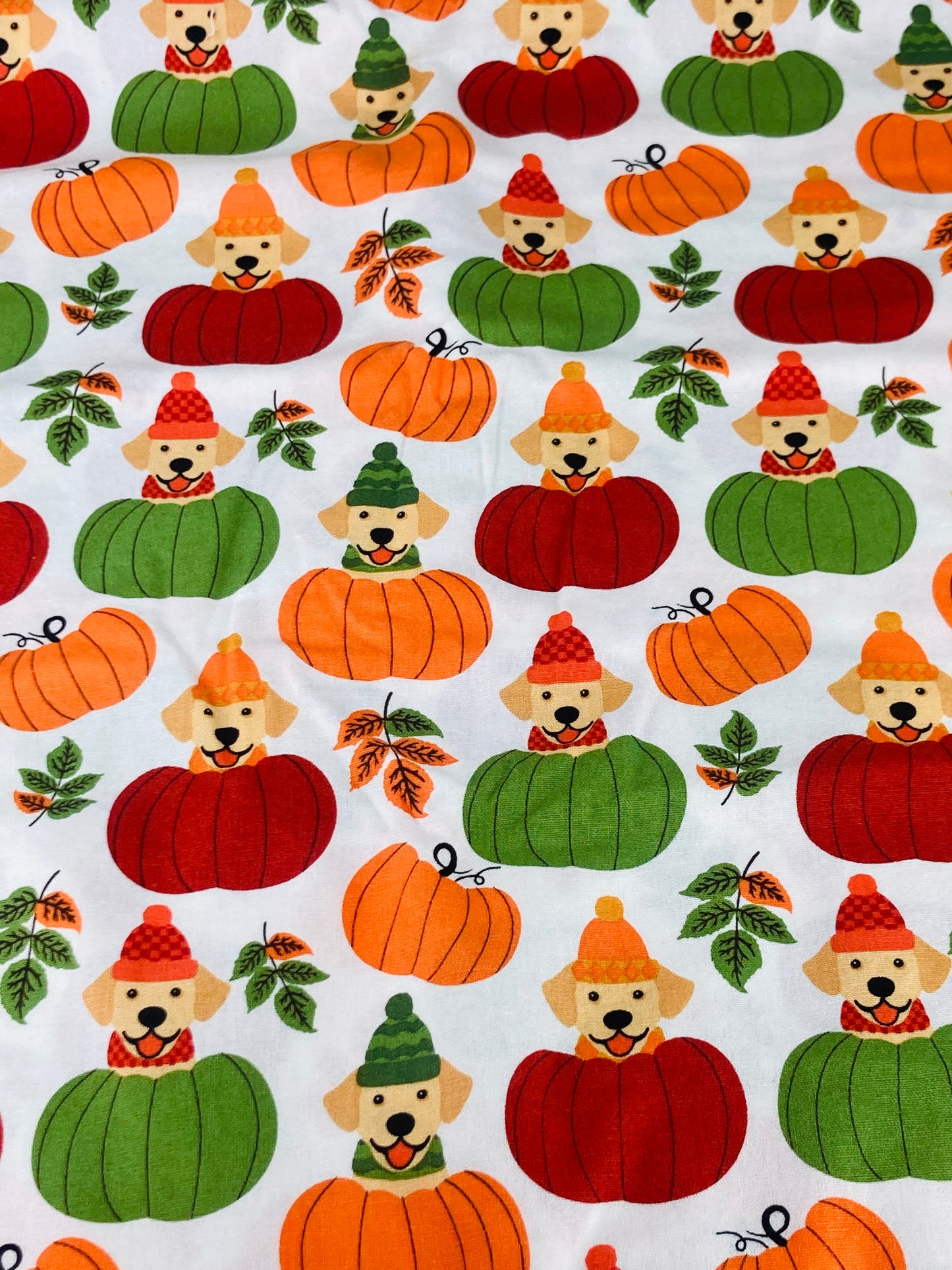 Fall Leaves on White Bouffant Scrub Cap | Handmade Surgical Hat for Nurses