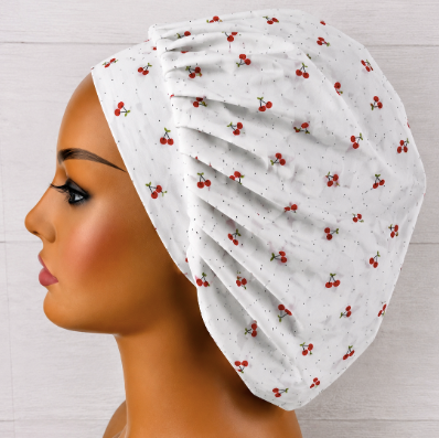 Cherries and Dots Bouffant Scrub Cap | Handmade Surgical Hat for Nurses