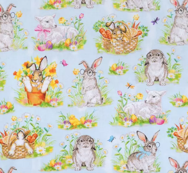 Easter Bunnies with Baskets Bouffant Scrub Cap | Handmade Surgical Hat for Nurses