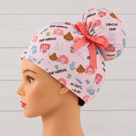 Endoscopy Squad, Crap Happens High Bun Scrub Cap - Chic2Surgery