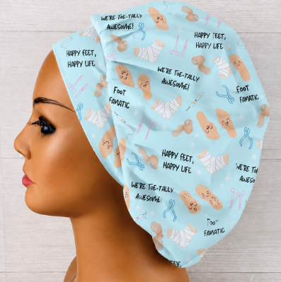 Podiatry Foot Fanatic Bouffant Scrub Cap | Handmade Surgical Hat for Nurses