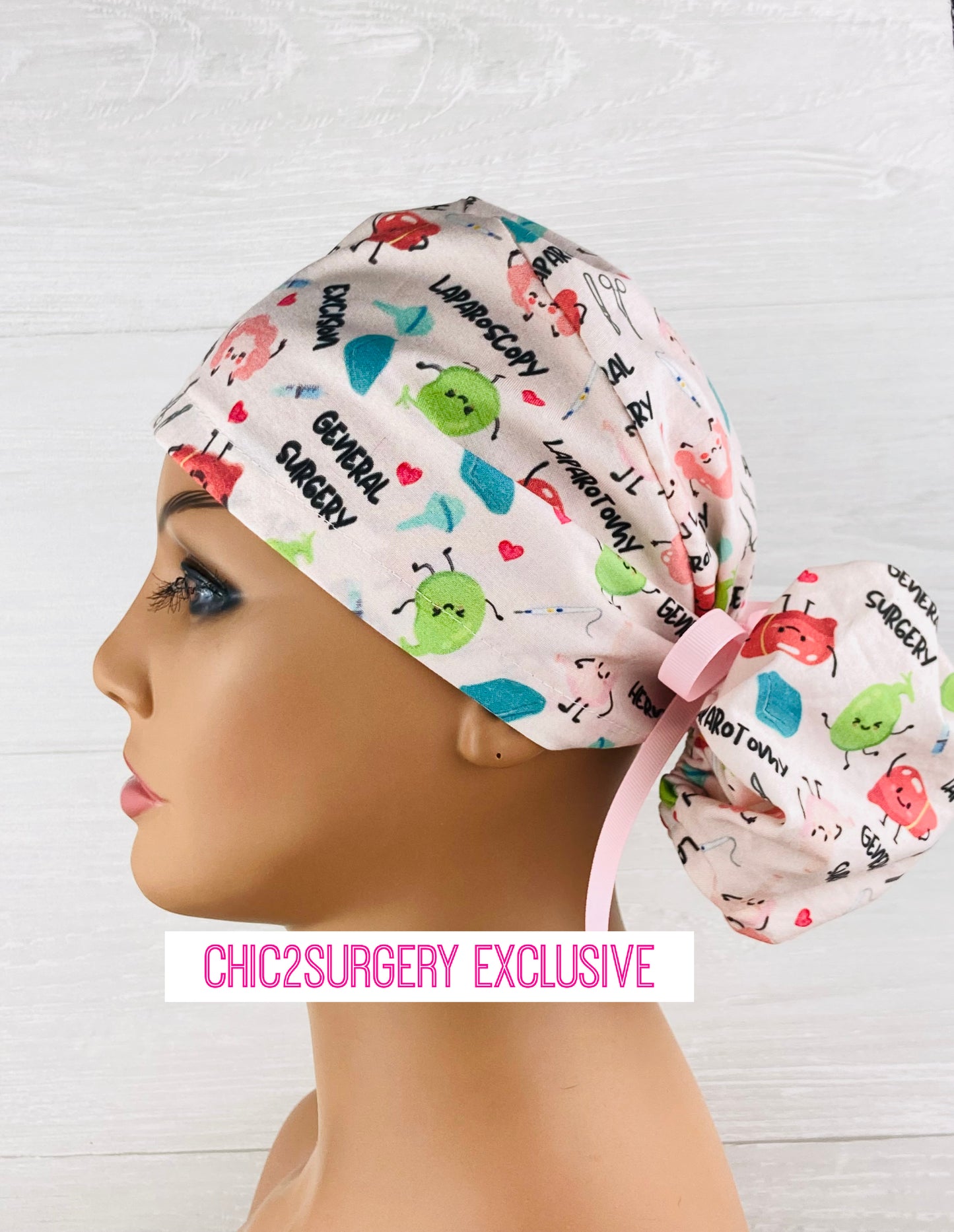 General Surgery Icons Ponytail Scrub Cap
