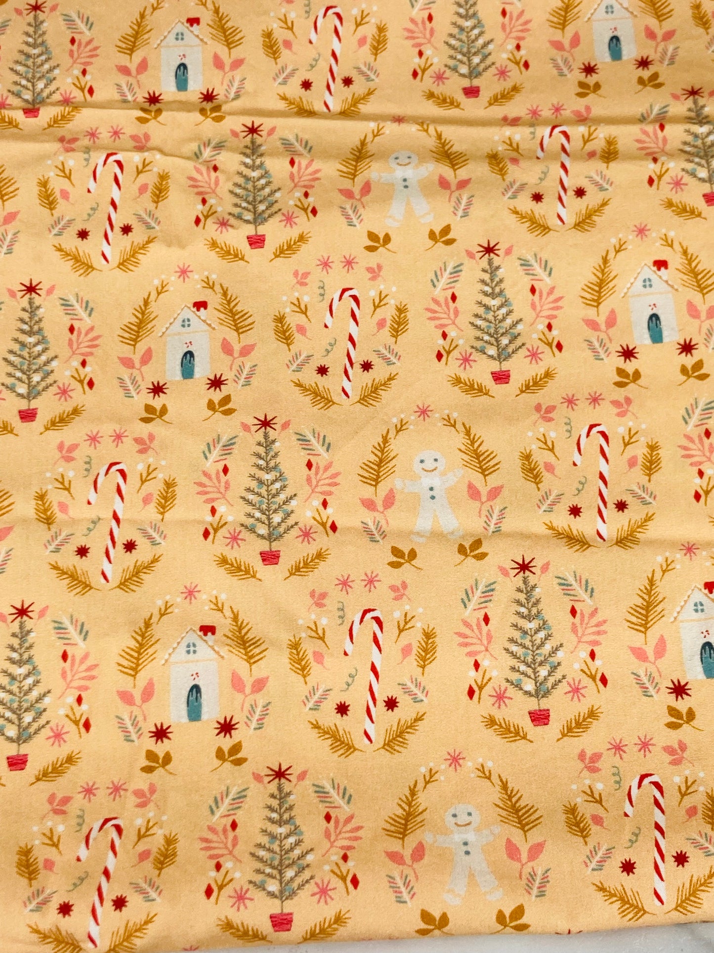 Yellow Gingerbread Christmas Bouffant Scrub Cap | Handmade Surgical Hat for Nurses