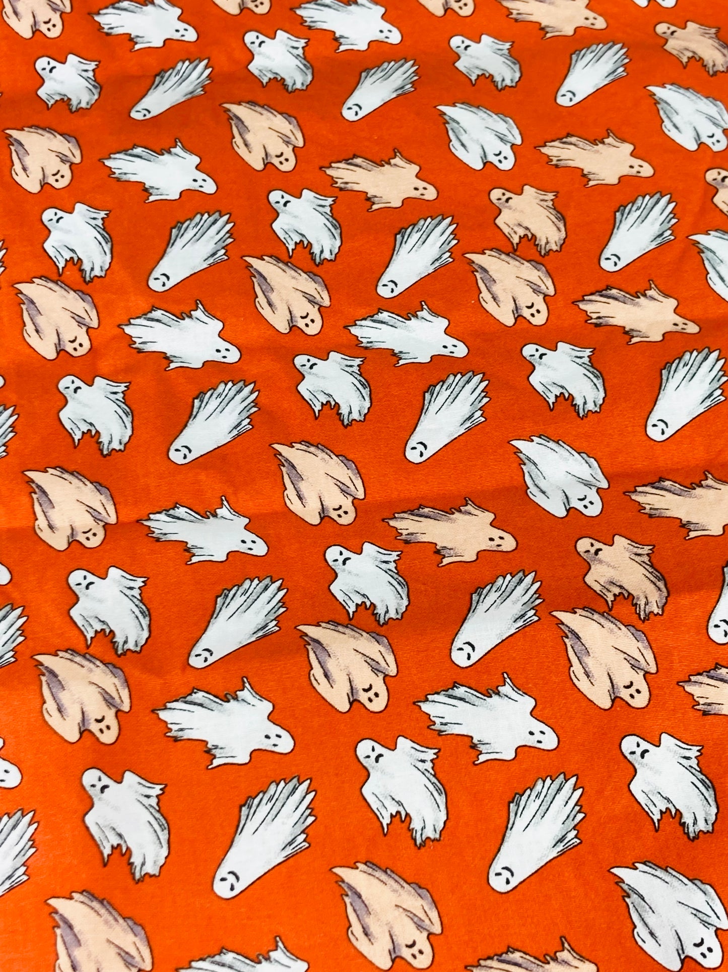 Glow in the Dark Ghosts Orange Bouffant Scrub Cap | Handmade Surgical Hat for Nurses
