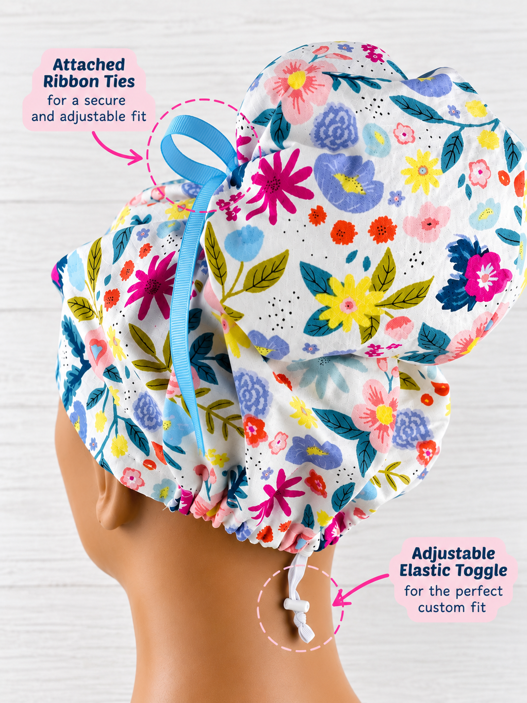 Cherry Disco Balls High Bun Scrub Cap - Chic2Surgery