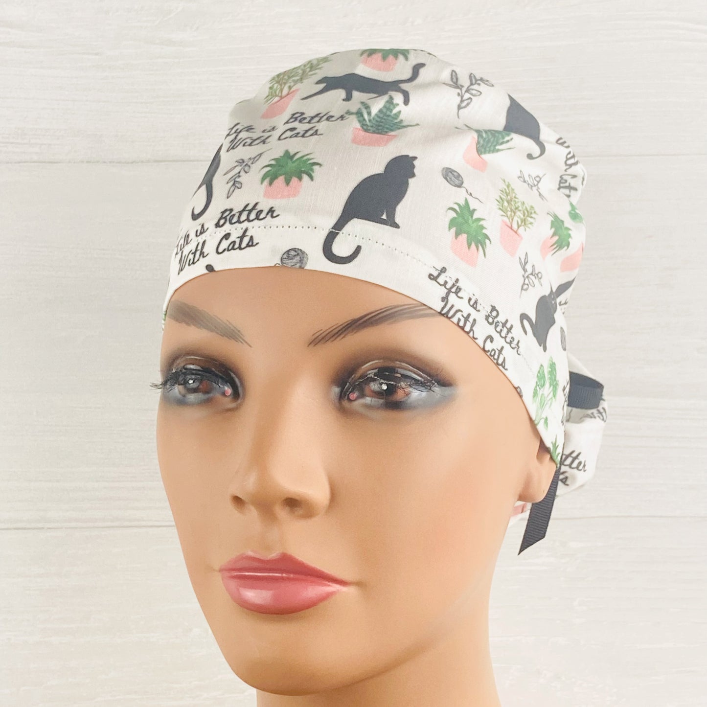 Life is Better with Cats Ponytail Scrub Hat