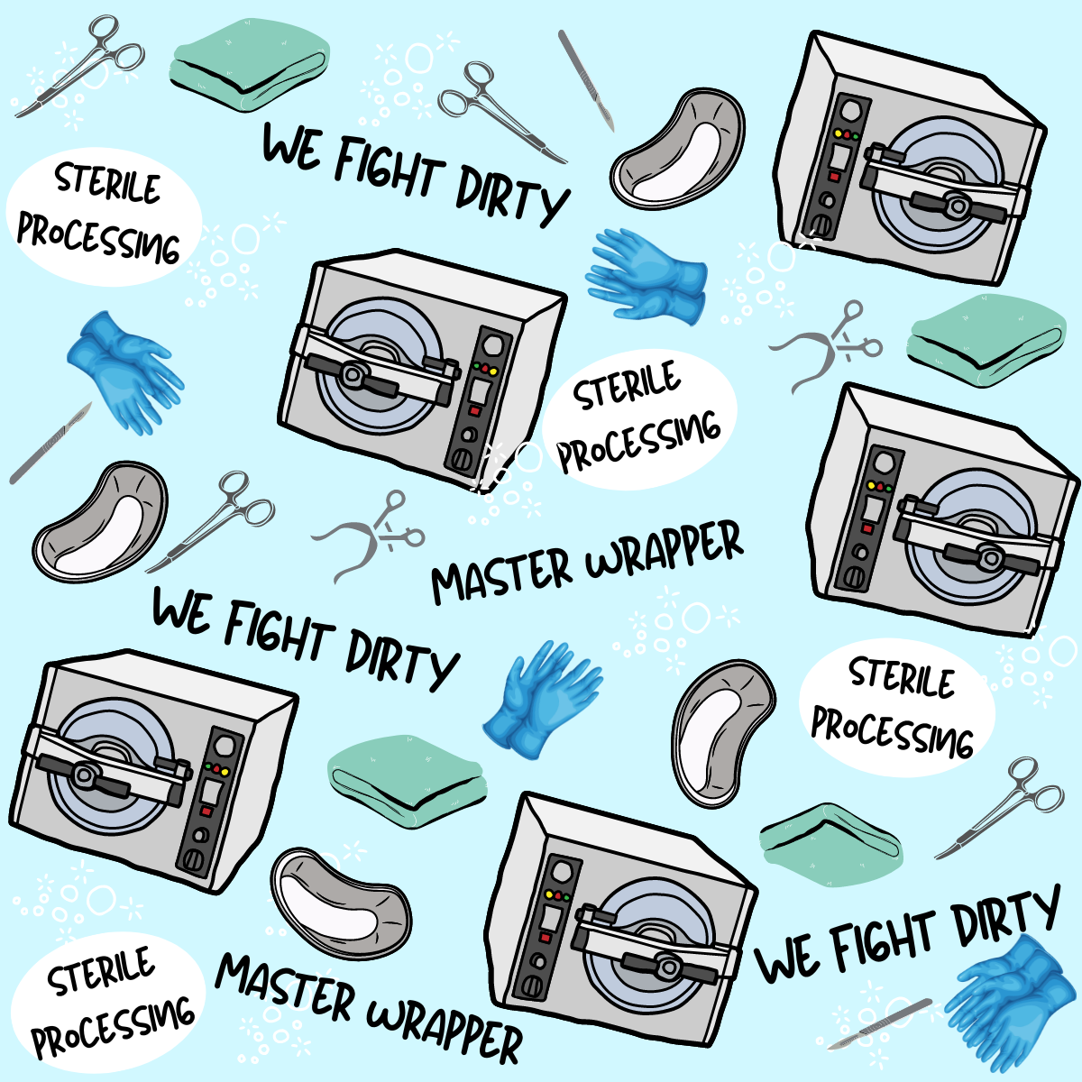 Sterile Processing, We Fight Dirty High Bun Scrub Cap - Chic2Surgery
