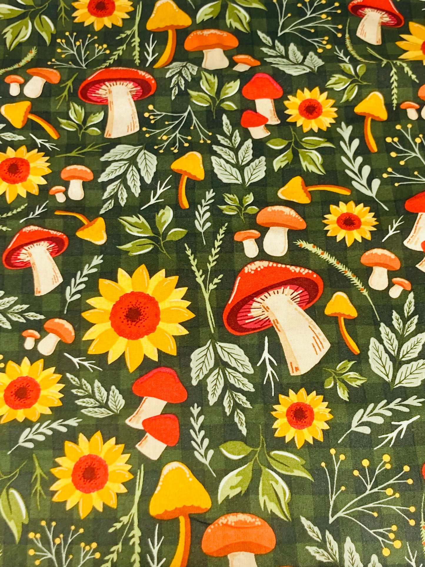 Sunflowers and Mushrooms Fall Bouffant Scrub Cap | Handmade Surgical Hat for Nurses