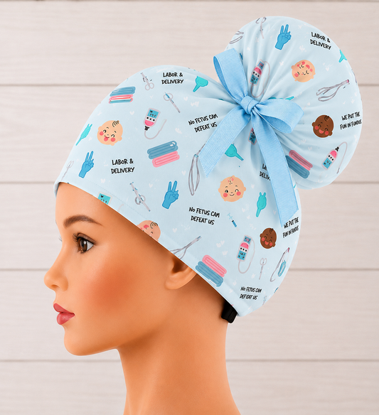 No Fetus Can Defeat Us Obstetrics High Bun Scrub Cap - Chic2Surgery