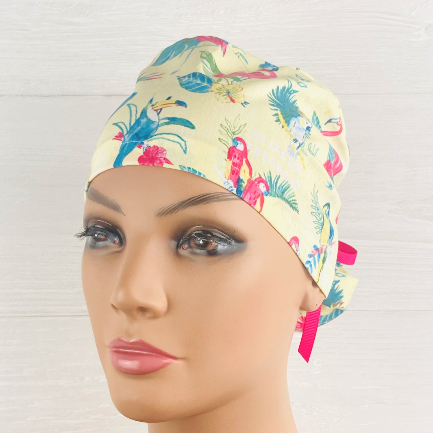 Parrots and Flamingos Ponytail Hat