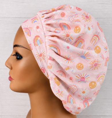 Retro Floral Bouffant Scrub Cap | Handmade Surgical Hat for Nurses