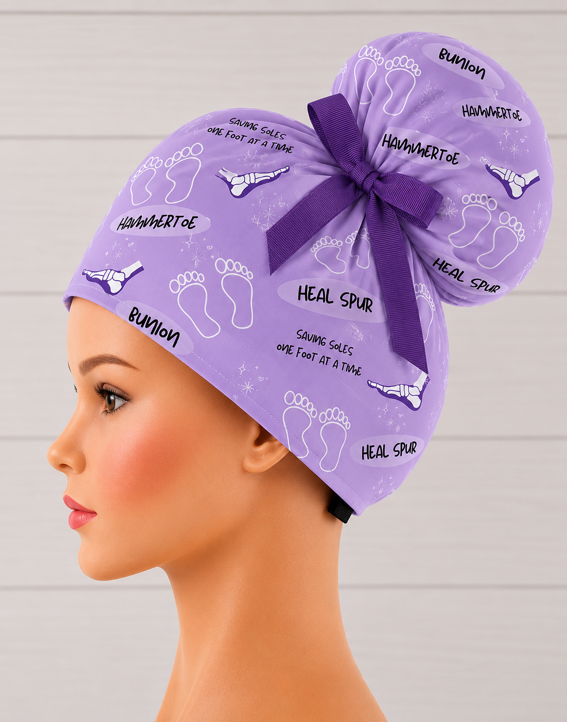 Saving Lives One Sole At A Time, Podiatry High Bun Scrub Cap - Chic2Surgery