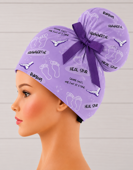 Saving Lives One Sole At A Time, Podiatry High Bun Scrub Cap - Chic2Surgery