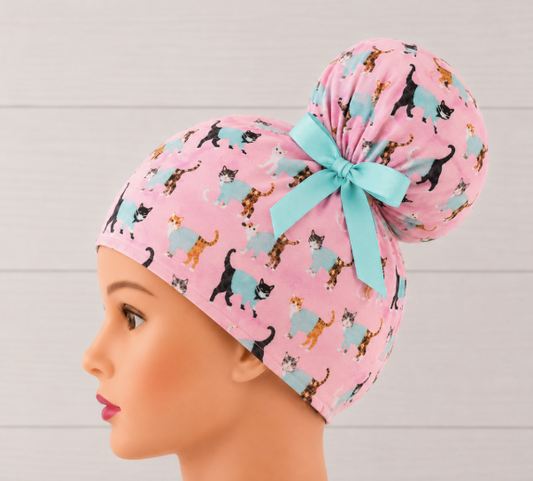 Scrub Cats High Bun Scrub Cap - Chic2Surgery