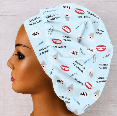 Spit Happens Oral Surgery Bouffant Scrub Cap | Handmade Surgical Hat for Nurses