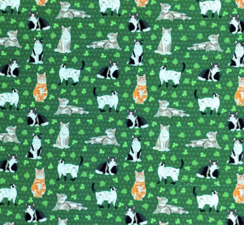 St. Patrick's Day Cats Bouffant Scrub Cap | Handmade Surgical Hat for Nurses