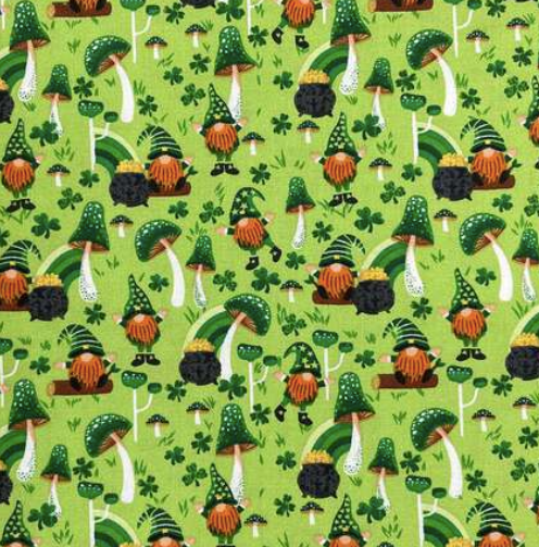 St. Patrick's Day Woodland Gnomes Bouffant Scrub Cap | Handmade Surgical Hat for Nurses