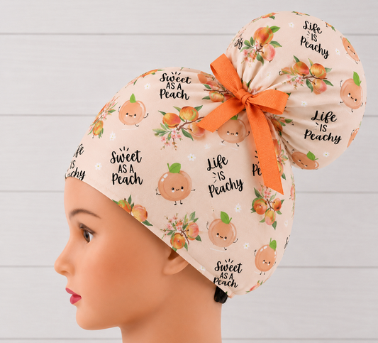 Sweet As A Peach High Bun Scrub Cap - Chic2Surgery