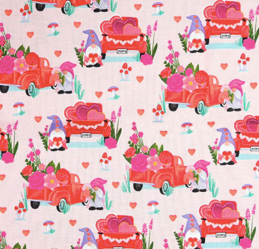 Valentine's Gnomes and Trucks Bouffant Scrub Cap | Handmade Surgical Hat for Nurses