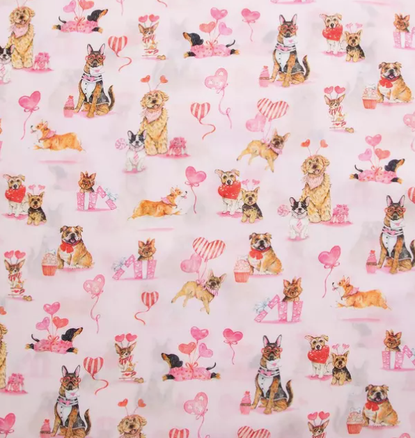 Valentine's Dogs Bouffant Scrub Cap | Handmade Surgical Hat for Nurses