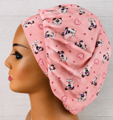 Valentine's Dogs in Sunglasses Bouffant Scrub Cap | Handmade Surgical Hat for Nurses
