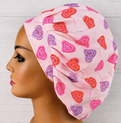 Valentine's Suckers Bouffant Scrub Cap | Handmade Surgical Hat for Nurses