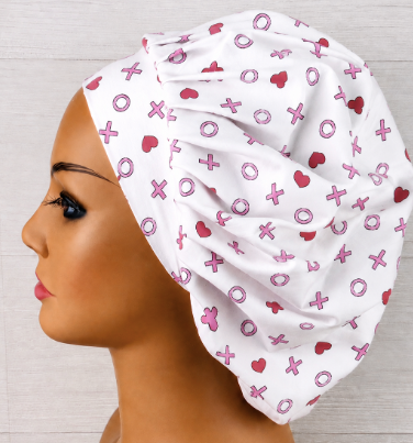 Valentine's X's & O'S Bouffant Scrub Cap | Handmade Surgical Hat for Nurses