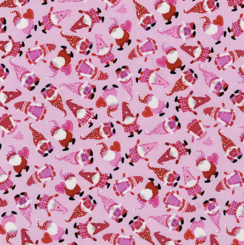 Valentine's Gnomes on Pink Bouffant Scrub Cap | Handmade Surgical Hat for Nurses
